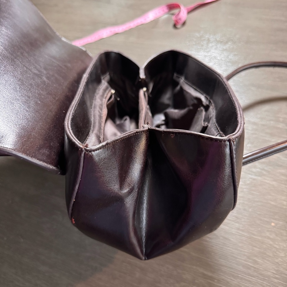 Vintage Baguette Purse Cherry Black Red Leather Shoulder Bag - Picture 7 of 12